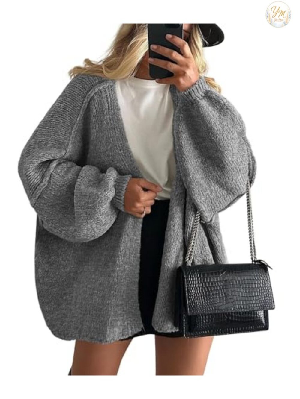 Oversized Open Front Cardigan Sweater Knit Long Sleeve Loose Fit